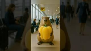 Capybara Eats Giant Bell Pepper Jelly at the Airport️ #capybara #cute #pets