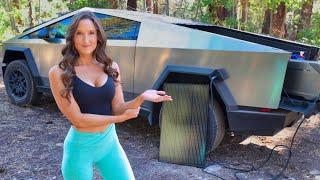 CyberTruck Car Camping with UNLIMITED Solar Power Charging Off Grid