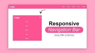 How to Create Responsive Navigation Bar using | HTML & CSS Only