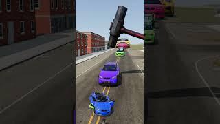 Colorful Small to Giant Cars vs Hammer | BeamNG.drive!
