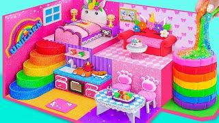 How To Make Pink Unicorn House with Beautiful Bedroom, Rainbow Slime Pool | DIY Miniature House