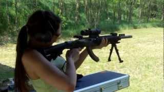 Sexy Girl Veronica Shooting a Tactical Ruger 10/22 with Brushnell Red Dot