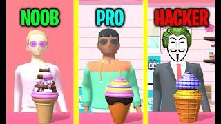 NOOB vs PRO vs HACKER In Ice Cream Inc! All Levels Unlocked!