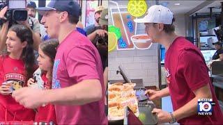 Sam Reinhart, Brad Marchand meet with fans at Raising Cane's, Dairy Queen in Broward County