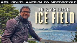 Motorcycle ride to 30 KMS LONG GLACIER - PERITO MORENO. Indian in South America