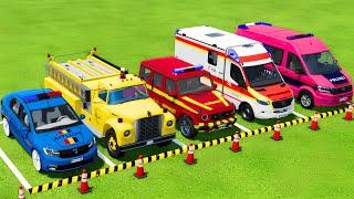 TRANSPORTING POLICE CARS, FIRE DEPARTMENT, AMBULANCE VEHICLES WITH MAN TRUCKS ! Farming Simulator 22