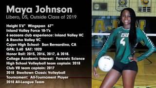 Maya Johnson Volleyball Recruitment Video Class of 2019