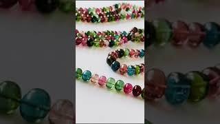 High Quality Tourmaline Beaded Necklace | Prismatic Gems | Multi Tourmaline Rondelle Beads