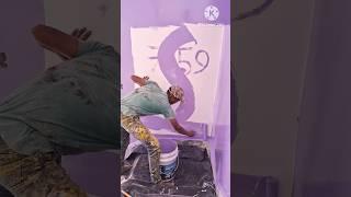 Asian paint royal Glitz  Velvet Night colour Paint apply 1st cote wall #shorts #viral #painting #art