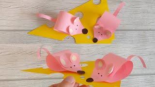 DIY Volume application "Mice and cheese"   . Crafts with children.