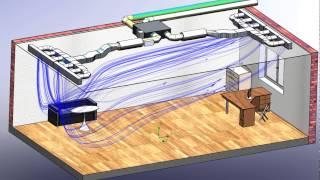 Пример общеобменной вентиляции в комнате (Solid Works)