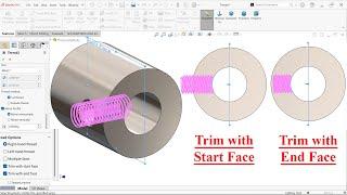 SolidWorks Thread Tutorial-Trim with Start Face and Trim with End Face