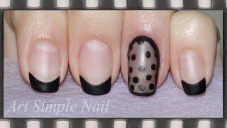 Черный френч матовый (с трафаретами) | Маникюр в горошек Вуаль | Negative Space Nails + Black french