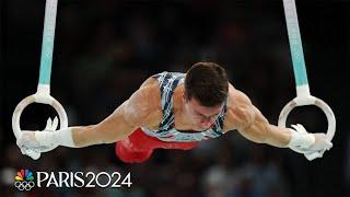 Brody Malone puts in STRONG effort on rings, high bar in men's final | Paris Olympics | NBC Sports