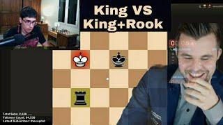 Alireza couldn't checkmate Magnus Carlsen in a King+rook vs King endgame.