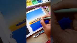 Gouache landscape painting/Landscape Painting Ideas #art #gouache #drawing