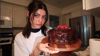 baking a chocolate cake for my friends