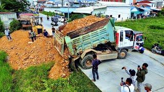 Awesome New Land Filling Construction Start Process By Dozer D31P Komatsu Ft 5ton Dump Truck