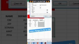 Data validation #excel #datavalidation #excelformula #viralshort #yt #youtube #exceltips #microsoft