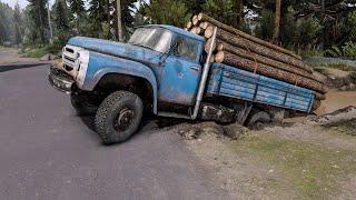 Достаточная проходимость груженного ЗИЛ 130 . Карта "Широкая река". Spintires