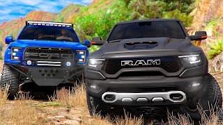 РЕАЛЬНАЯ ЖИЗНЬ В GTA 5 - ПРОВЕРКА FORD F150 RAPTOR И DODGE RAM TRX НА ПРОХОДИМОСТЬ! ВОТЕР