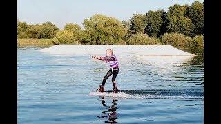 Вейкборд. Первое занятие в вейк-парке Fly High. Ксюша 9 лет. Wakeboard. First lesson. 9 years old