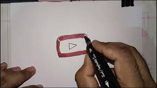 How To Draw A Yotube Play Button | Easy Drawing Tutorial | #art #drawing #icreamtv