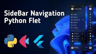 Flet Sidebar Navigation Glass Design | in python flet | flutter python