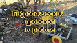 Дровокол в работе. Гидравлический дровокол на ДВС 6.5 л.с., НШ-10,  Р80-3\1-222