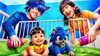 I Was Adopted by Squid Game Doll & Super Sonic! Squid Game Girl vs Sonic the Hedgehog makeover!