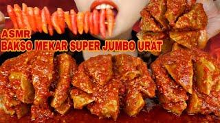 ASMR 3 BAKSO MEKAR URAT SUPER JUMBO SEBESAR KEPALA BAYI + SATE CABE RAWIT SETAN PEDESNYA AMPUN