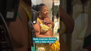 Ashanti was led to a surprise baby shower from her new husband, Nelly 