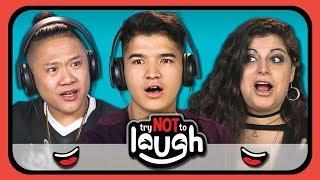 YouTubers React To Try To Watch This Without Laughing or Grinning #10