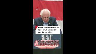 Bernie Sanders reacts to news of US Strikes on Iran during rally
