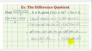 Ex 3:  The Difference Quotient (Quadratic Function)