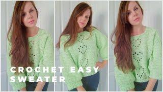 CROCHET EASY SWEATER FOR BEGINNERS | Crochet The Heart Sweater Beginner Tutorial & Free Pattern