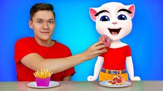 Talking Angela in Real Life - Mukbang Food Challenge