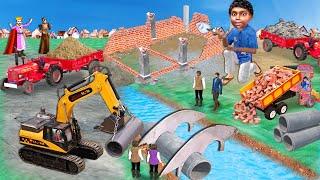 Mini Brick House Construction Truck JCB Excavator Pipe Bridge Hindi Kahaniya Hindi Moral Stories