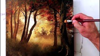 Step-by-Step Acrylic Painting: Sunshine Filtering Through a Deep Forest