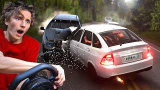 ШАШКИ на ПРИОРЕ с ПАЦАНАМИ по ТРАССЕ ЗАКОНЧИЛИСЬ АВАРИЕЙ...! | BeamNG.drive