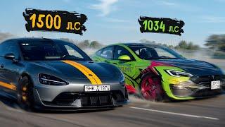 Xiaomi SU7 Ultra VS Tesla Model S Plaid - Гонка Самых Быстрых Электричек