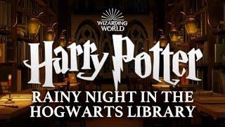 Rainy Night In The Hogwarts Library | Harry Potter Music & Ambience ️