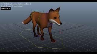 [Maya] Fox Walk Cycle Loop - Animation Pass 1