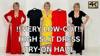 Shein VERY Low-Cut Long Split Dress Try-on Haul With Me In 4k - Both VERY Disappointing!