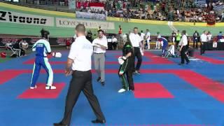 Tine Baloh SLO v Karyna Nikitnina IRL Junior WAKO European Championships 2015