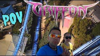 Griffon Floorless Dive roller coaster Front Row Ride & Review POV Busch Gardens Williamsburg 2024