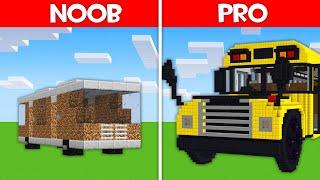 Minecraft Battle: BUS BUILD CHALLENGE - NOOB vs PRO vs HACKER vs GOD in Minecraft!