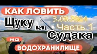 КАК ЛОВИТЬ СУДАКА и ЩУКУ на ВОДОХРАНИЛИЩЕ. ЧАСТЬ 1. РЫБАЛКА 3.08.2024.