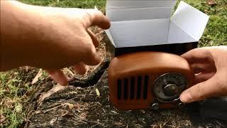 Portable wooden radio with bluetooth, retro radio, small wooden radio, UNBOXING