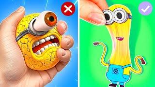 Squishy Minions VS Paper Minions!  *Big Gamebook with Despicable Me 4 & Fun Crafts*